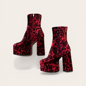 Dolls Kill x Lamoda Red Leopard Platform Boots size 7